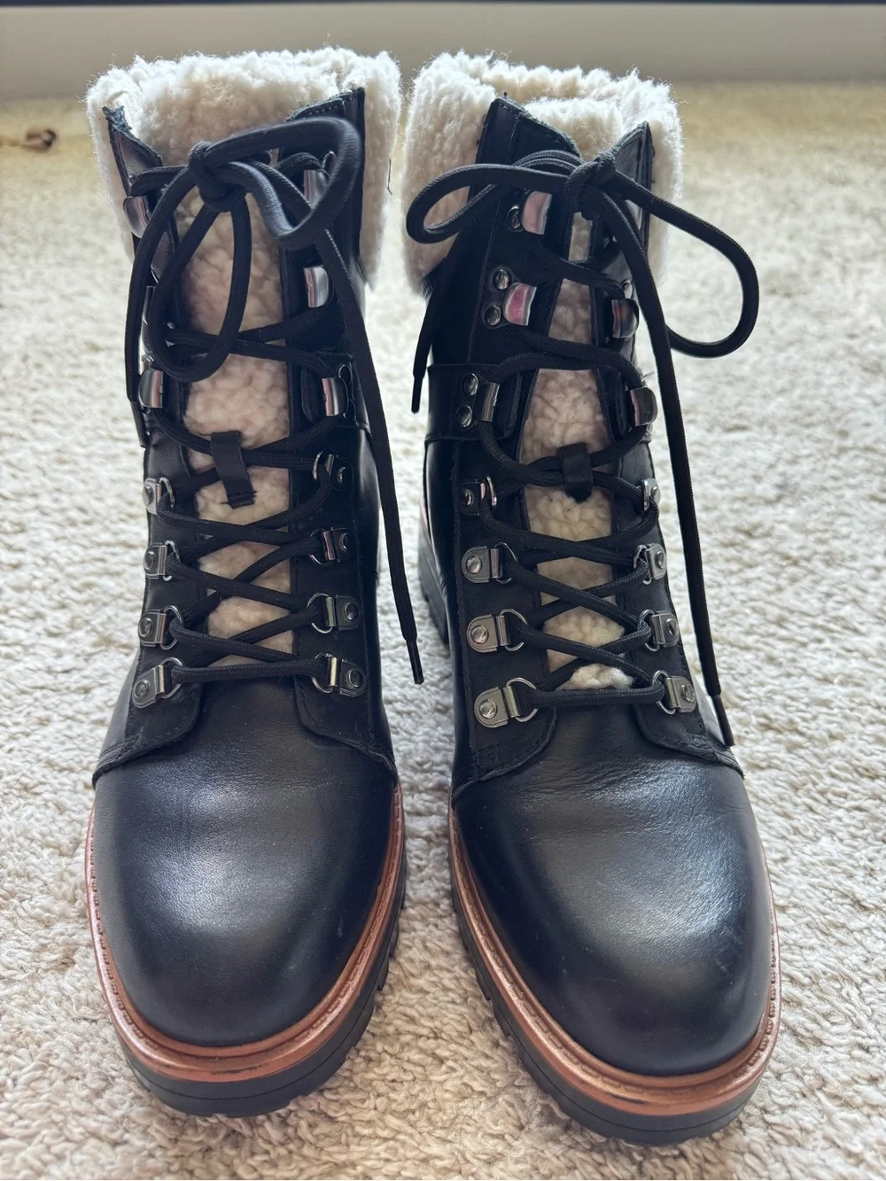 Marc Fisher Isabel Leather Sherpa Boots Size 10
